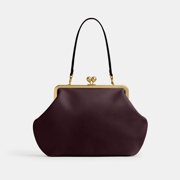 Coach Handbags - Coach Large Kisslock Frame Bag - Black Currant